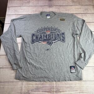 Vintage 2003 Patriots AFC Champions‎ Long Sleeve Tee NFL Reebok L Super Bowl